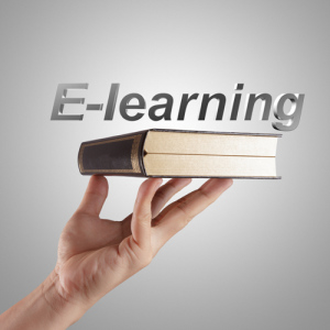 hand writing a e-learning word concept